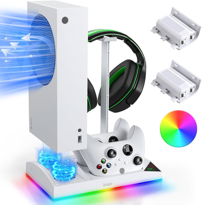 FYOUNG Upgrade RGB Cooling Fan Stand for Xbox Series S with 15 Colorful Light